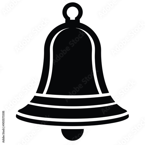 Black silhouette of a traditional bell with a simple design on a white background