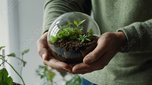hands holding a plant