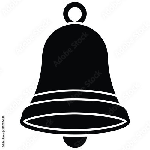 Black silhouette of a traditional bell with a simple design on a white background