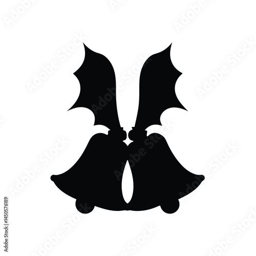 Black silhouette of a traditional bell with a simple design on a white background