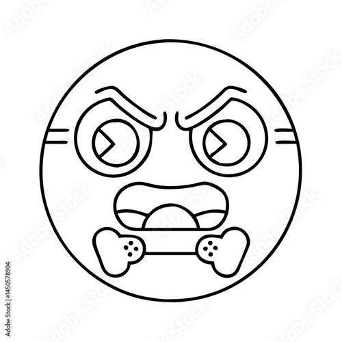 gamer s rage emoji icon, gamer s rage emoji line art - simple line art of gamer s rage emoji, perfect for gamer s rage emoji logos and icons