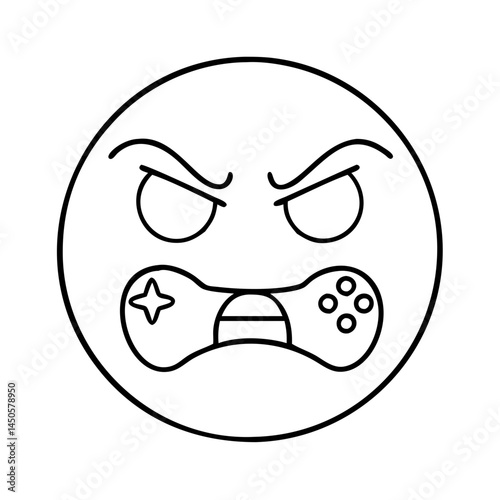 gamer s rage emoji icon, gamer s rage emoji line art - simple line art of gamer s rage emoji, perfect for gamer s rage emoji logos and icons