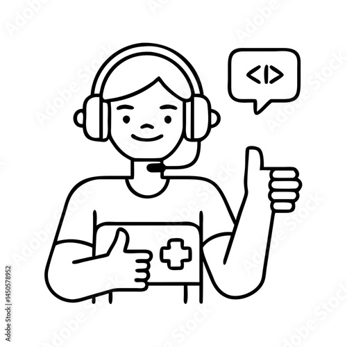 gamer s thumbs up icon, gamer s thumbs up line art - simple line art of gamer s thumbs up, perfect for gamer s thumbs up logos and icons