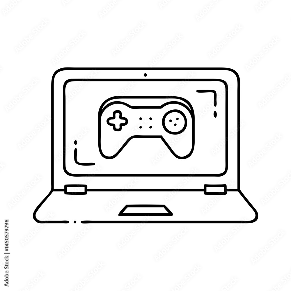 Obraz premium gaming laptop icon, gaming laptop line art - simple line art of gaming laptop, perfect for gaming laptop logos and icons