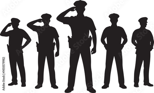 Police Officer Silhouette Vector Collection for Law Enforcement, Security, and Uniform Design