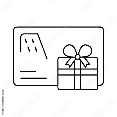 gift card icon, gift card line art - simple line art of gift card, perfect for gift card logos and icons