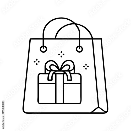 gift shop bag icon, gift shop bag line art - simple line art of gift shop bag, perfect for gift shop bag logos and icons