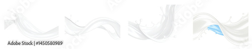 Wallpaper Mural Flowing splashes of white liquid in dynamic, curved shapes with droplets accenting the motion. Torontodigital.ca