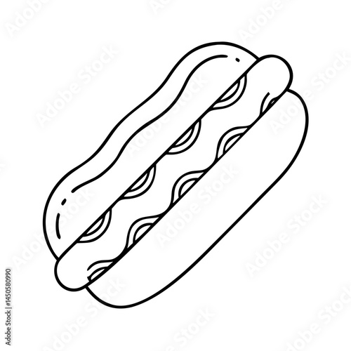 grilled hot dog with mustard icon, grilled hot dog with mustard line art - simple line art of grilled hot dog with mustard, perfect for grilled hot dog with mustard logos and icons