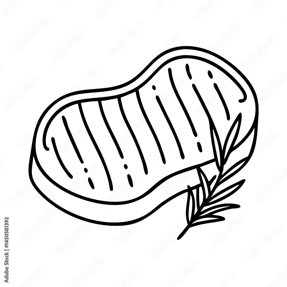 grilled steak with rosemary icon, grilled steak with rosemary line art - simple line art of grilled steak with rosemary, perfect for grilled steak with rosemary logos and icons grilled steak with rosemary icon, grilled steak with rosemary line art - simple line art of grilled steak with rosemary, perfect for grilled steak with rosemary logos and icons