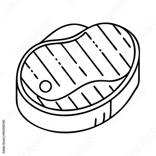 grilled steak icon, grilled steak line art - simple line art of grilled steak, perfect for grilled steak logos and icons