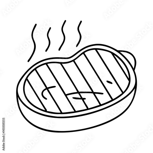 grilled steak icon, grilled steak line art - simple line art of grilled steak, perfect for grilled steak logos and icons