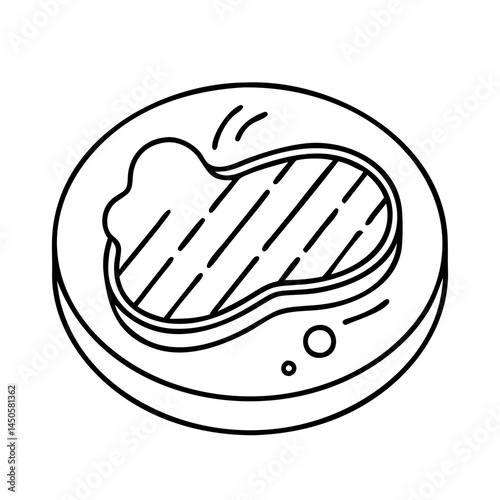 grilled steak icon, grilled steak line art - simple line art of grilled steak, perfect for grilled steak logos and icons
