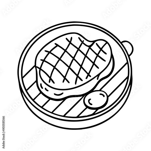 grilled steak icon, grilled steak line art - simple line art of grilled steak, perfect for grilled steak logos and icons