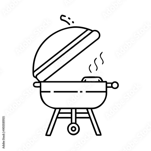 grill lid open with smoke icon, grill lid open with smoke line art - simple line art of grill lid open with smoke, perfect for grill lid open with smoke logos and icons
