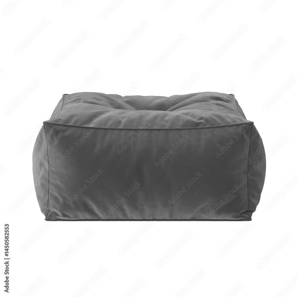 Charcoal Grey Fabric Pouf Side View Isolated Charcoal Grey Fabric Pouf Side View Isolated