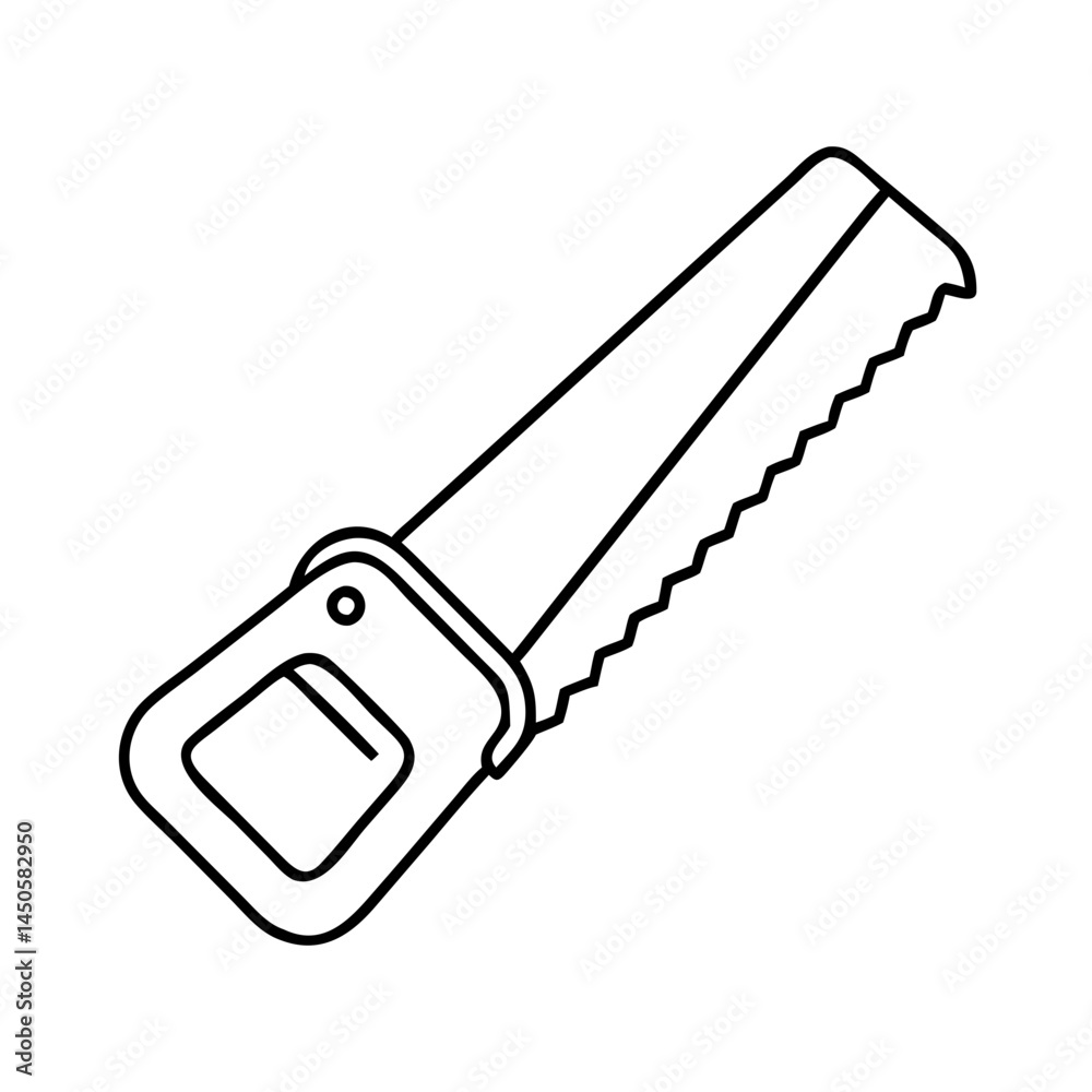 handsaw icon, handsaw line art - simple line art of handsaw, perfect for handsaw logos and icons
