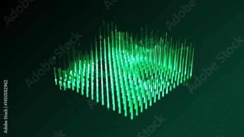 3D Data Visualization on Digital Grid – Futuristic Abstract Green Lines Animation Loop for Tech and Analytics Backgrounds