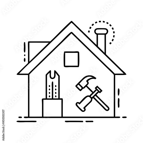 home improvement icon, home improvement line art - simple line art of home improvement, perfect for home improvement logos and icons