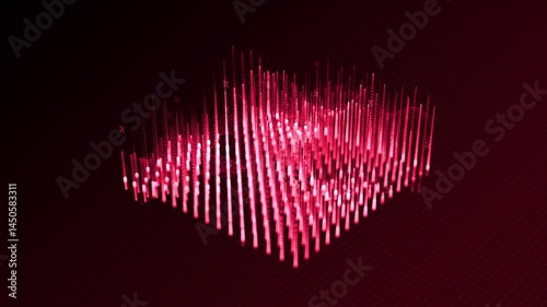 3D Data Visualization on Digital Grid – Futuristic Abstract Red Lines Animation Loop for Tech and Analytics Backgrounds