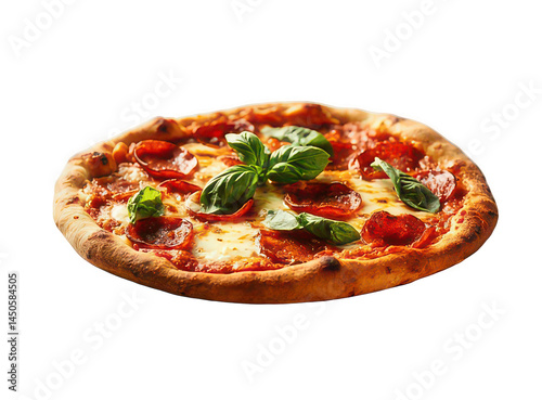 A fresh tasty pizza. Delicious pizza with savory and fresh ingredients