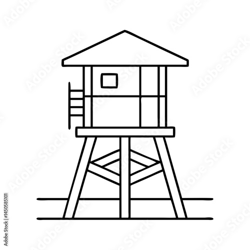 lifeguard tower icon, lifeguard tower line art - simple line art of lifeguard tower, perfect for lifeguard tower logos and icons