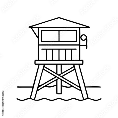 lifeguard tower icon, lifeguard tower line art - simple line art of lifeguard tower, perfect for lifeguard tower logos and icons