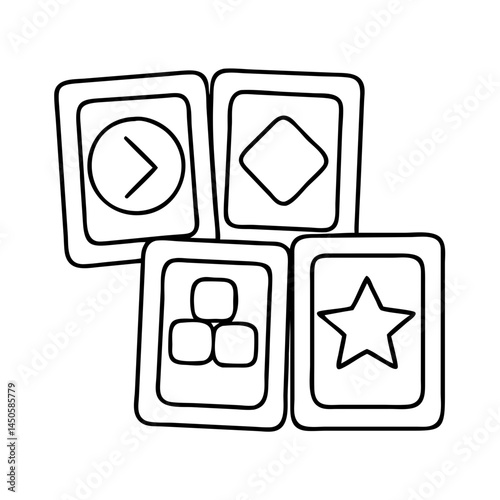 memory game cards icon, memory game cards line art - simple line art of memory game cards, perfect for memory game cards logos and icons