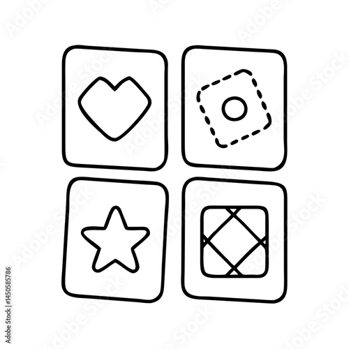 memory game cards icon, memory game cards line art - simple line art of memory game cards, perfect for memory game cards logos and icons