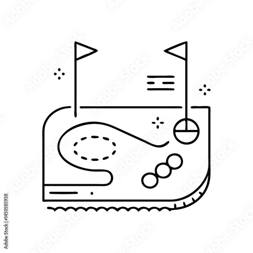 mini golf course icon, mini golf course line art - simple line art of mini golf course, perfect for mini golf course logos and icons