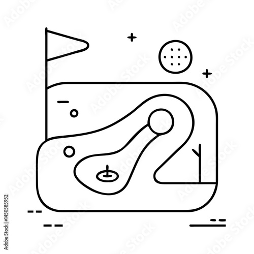 mini golf course icon, mini golf course line art - simple line art of mini golf course, perfect for mini golf course logos and icons