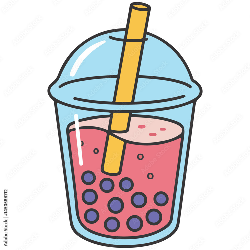 Bubble milk tea with tapioca isolated vector illustration on white background Bubble milk tea with tapioca isolated vector illustration on white background