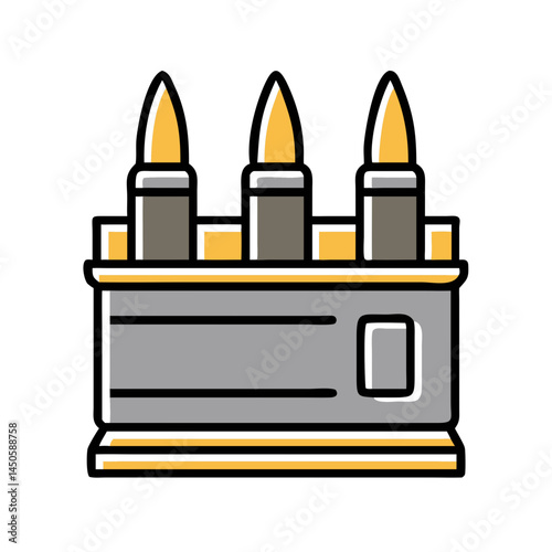 “Ammunition Box with Bullets Icon – Military Supply, Ammo Storage, Minimal Line Vector, Editable Stroke”