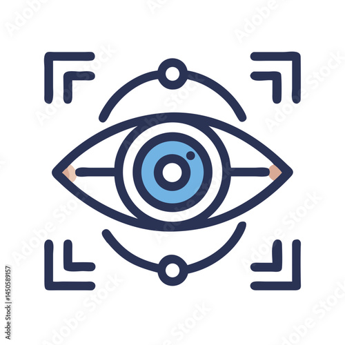 “Artificial Intelligence Eye Vision Recognition Icon – AI Technology, Machine Learning, Minimal Vector Design, Editable Stroke”