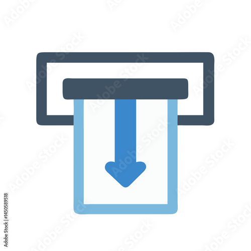 “ATM Card Insertion Slot Icon – Banking Interface, Card Reader, Financial Service, Minimal Line Vector, Editable Stroke”