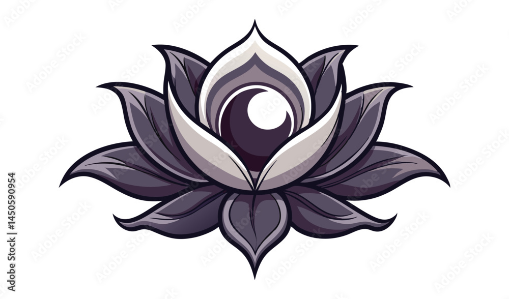 Obraz premium Dark purple lotus flower with eye center design