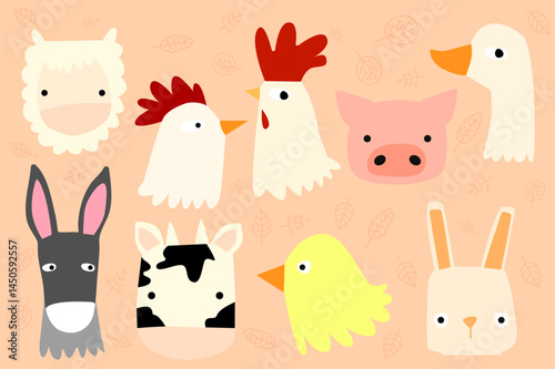 Animal farm faces cut file for Cricut, Silhouette and other cutting machine