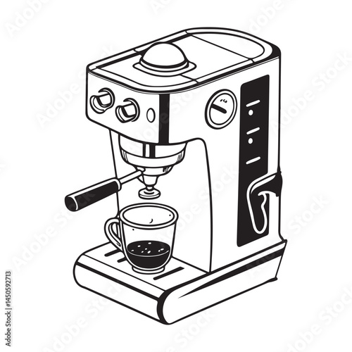 Home Coffee Machine, Espresso Maker Solid Flat Vector Icon