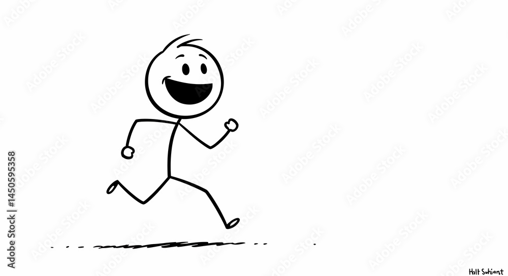 Fototapeta premium A Happy Stick Figure Running Joyfully