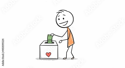 Happy Donation: A Stick Figure's Act of Kindness