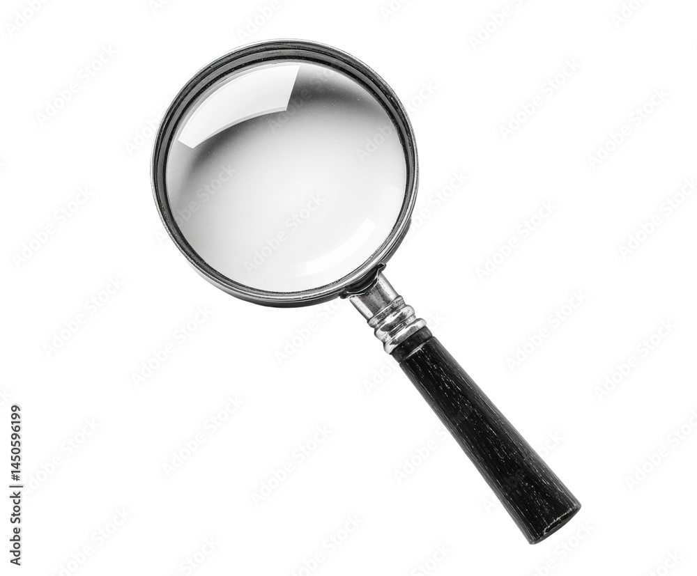 Magnifying glass exploration office desk professional environment focus isolated on transparent background Magnifying glass exploration office desk professional environment focus isolated on transparent background