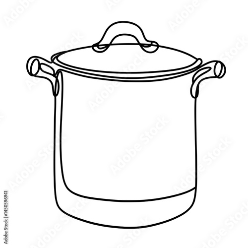 Stock pot one line art drawing 