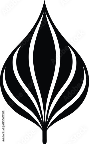 nodding onion leaf silhouette vector on white 