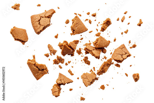 Scattered Crumbled Cookie Pieces on Isolated Transparent Background Perfect for Baking and Dessert Themes