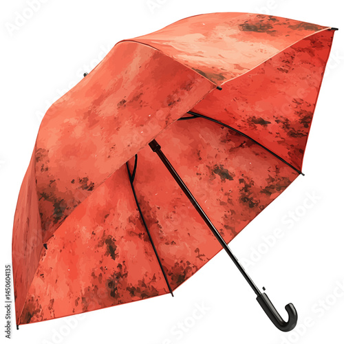 Folding Travel Umbrella, vector watercolor illustration, isolated on a white background.