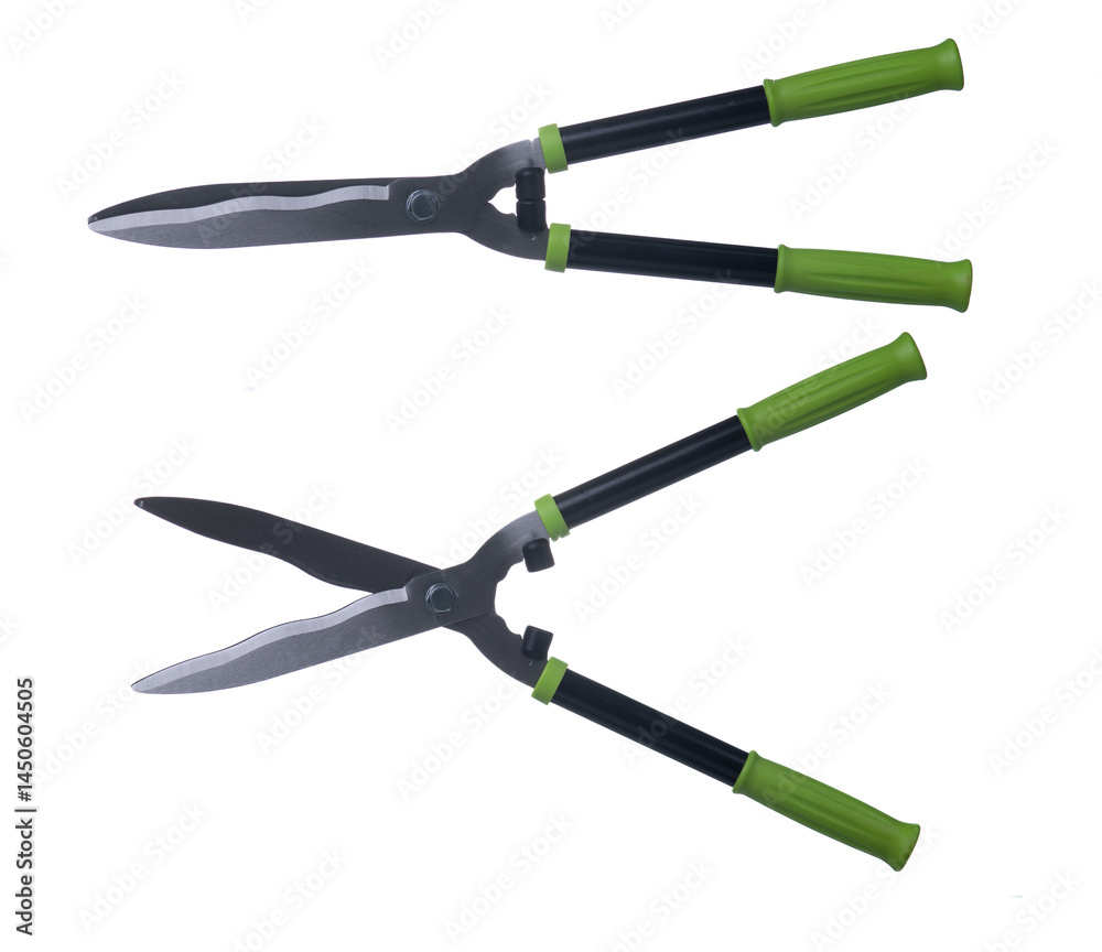 Fototapeta premium Gardening Scissors Isolated on White Background. Tool for Trimming Bushes and Trees