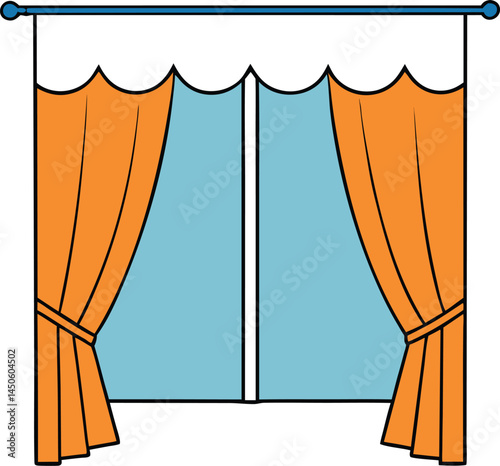 linen curtains vector illustration