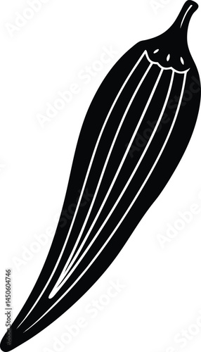 okra slice silhouette vector on white background  