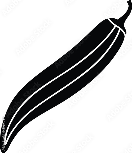 okra pod silhouette vector on white background  