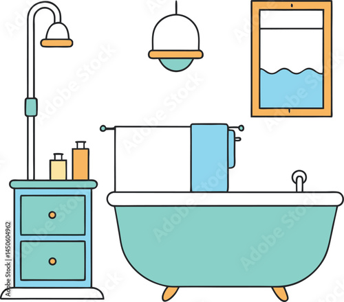 luxury bathroom setup vector
